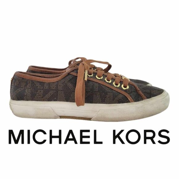 MICHAEL Michael Kors Boerum SIgnature Casual Lace Up Sneakers Sz 5M - Brown - Picture 2 of 11